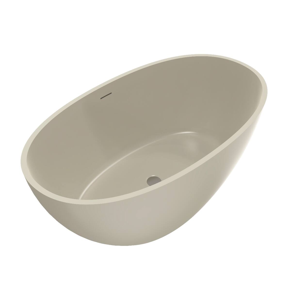 Alt View 4. Loheer - Loheer 55 Inch Freestanding Solid Surface Soaking Bathtub Matte Light Beige Oval Center Drain - Light beige.