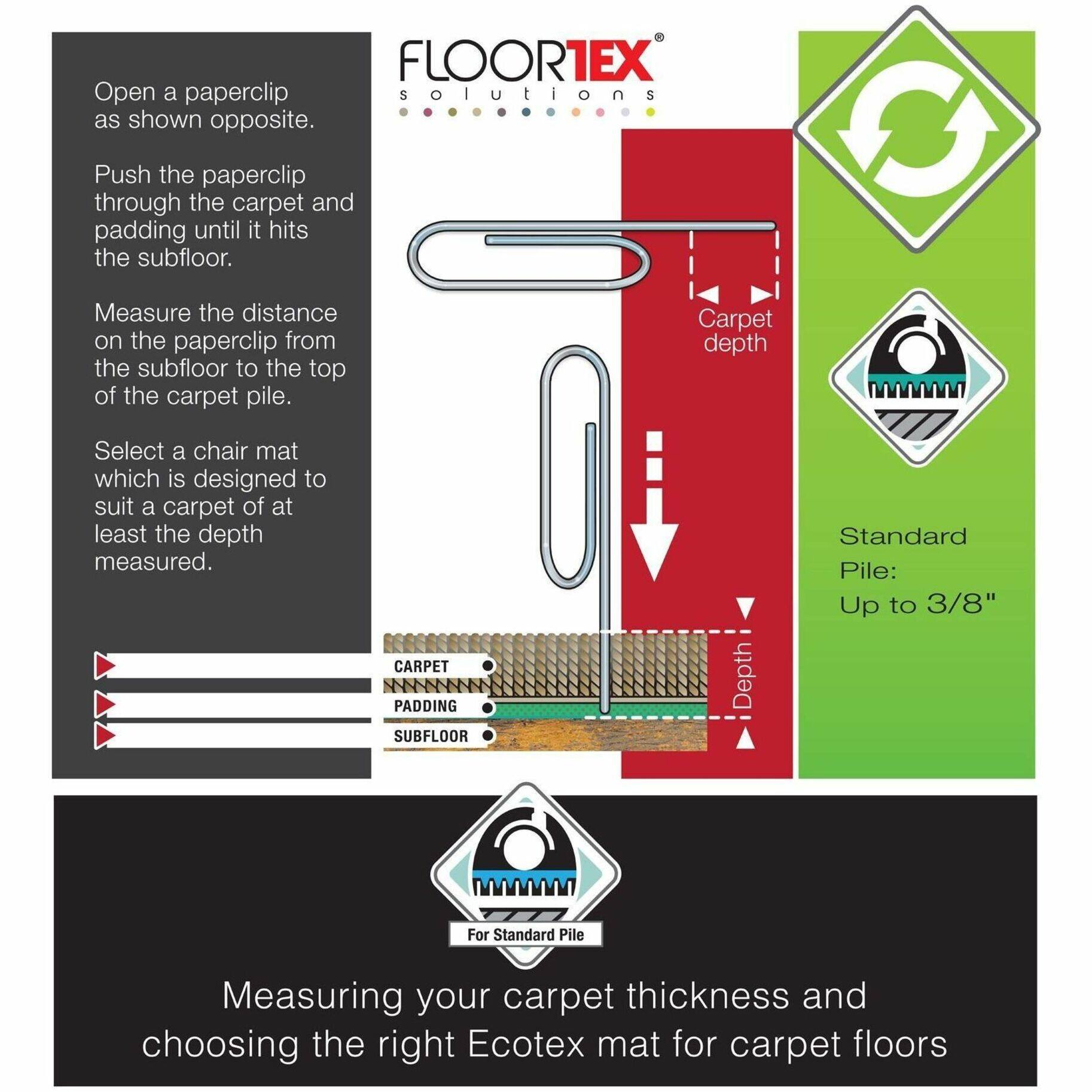Alt View 24. Floortex - Cleartex Enhanced Polymer Lipped Chair Mat for Carpets up to 3/8'' - 48'' x 51'' - Clear.