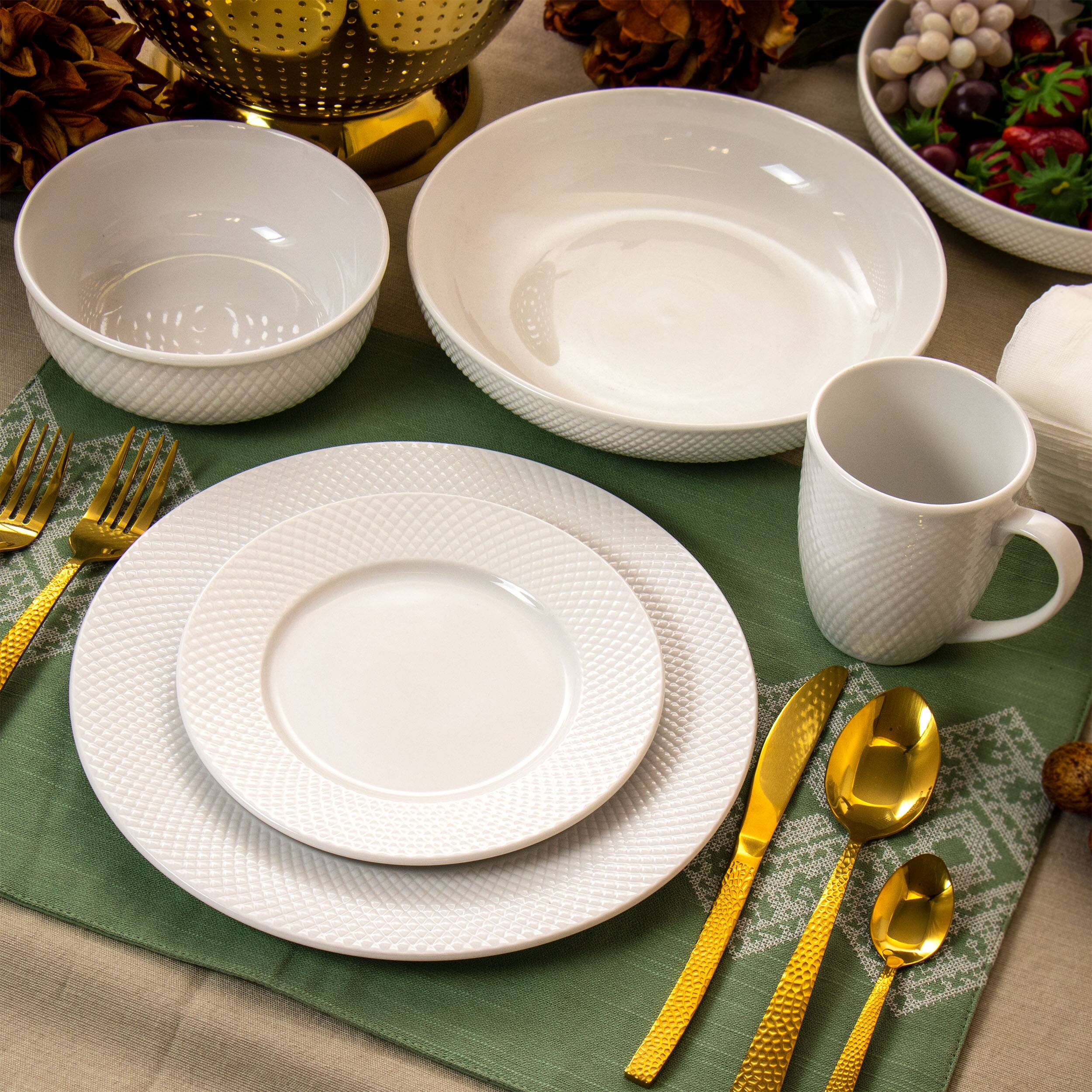 Alt View 3. Elama - Elama Maisy 18 Piece Round Porcelain Dinnerware Set in White - White.