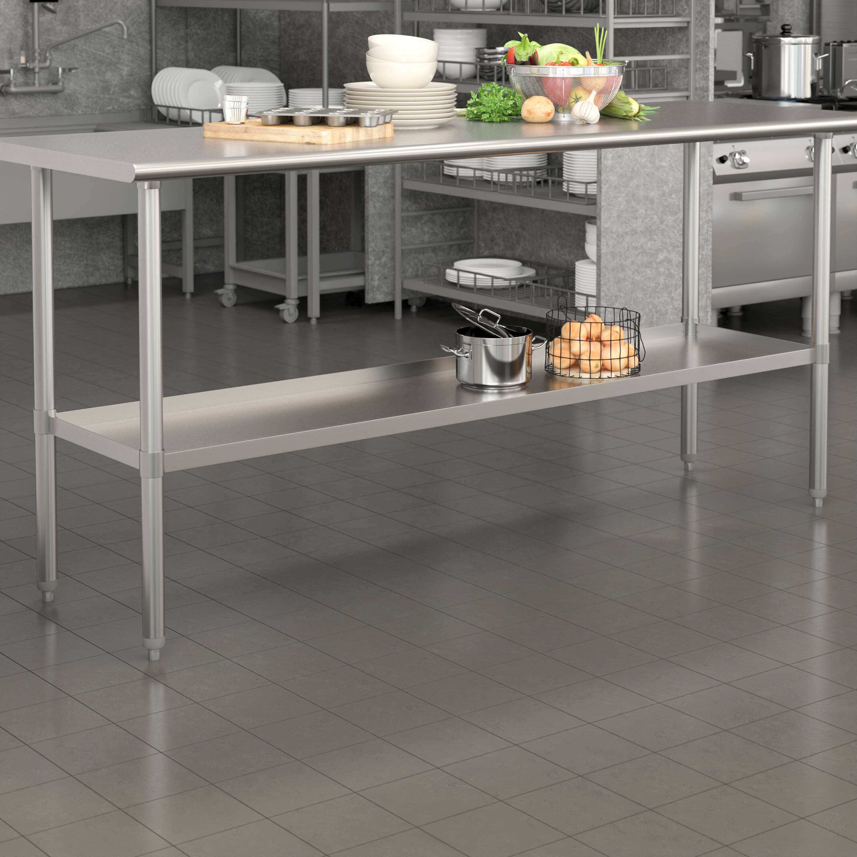 Alt View 1. Emma + Oliver - Under Shelf for Kitchen Prep and Work Tables - Adjustable Galvanized Lower Shelf for Stainless Steel Tables - Stainless Steel.