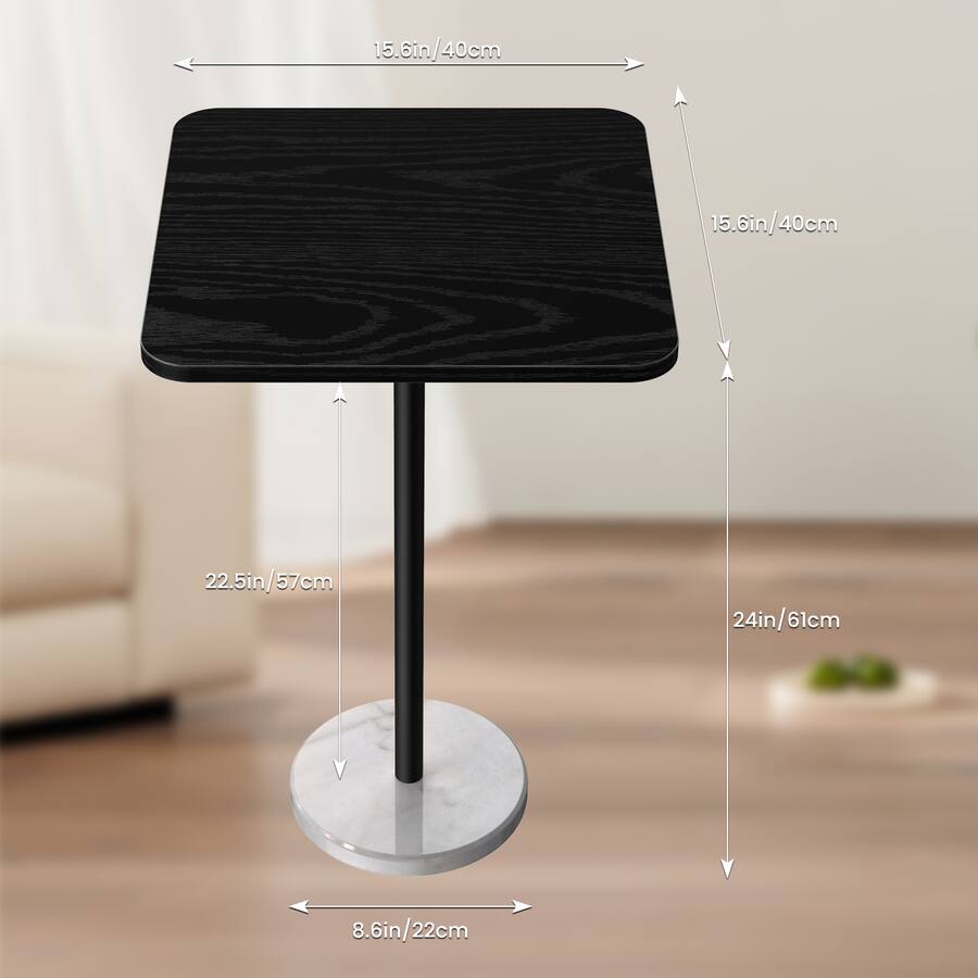 Marbled Metal Rings Oumilen Wood Top Side Table with White Marble Base Black - Best Buy