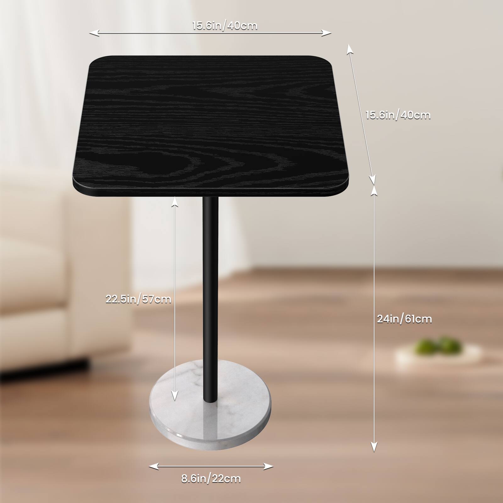 15.6in/40cm  
15.6in/40cm  
22.5in/57cm  
24in/61cm  
8.6in/22cm