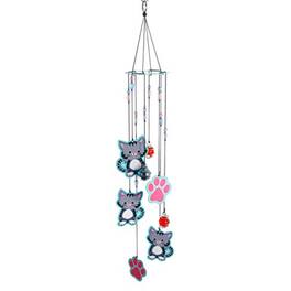 Spoontiques - Cat Kitten with Paw Prints Metal Wind Chime Outdoor Garden Décor Backyard and Patio Decoration 17 inch
