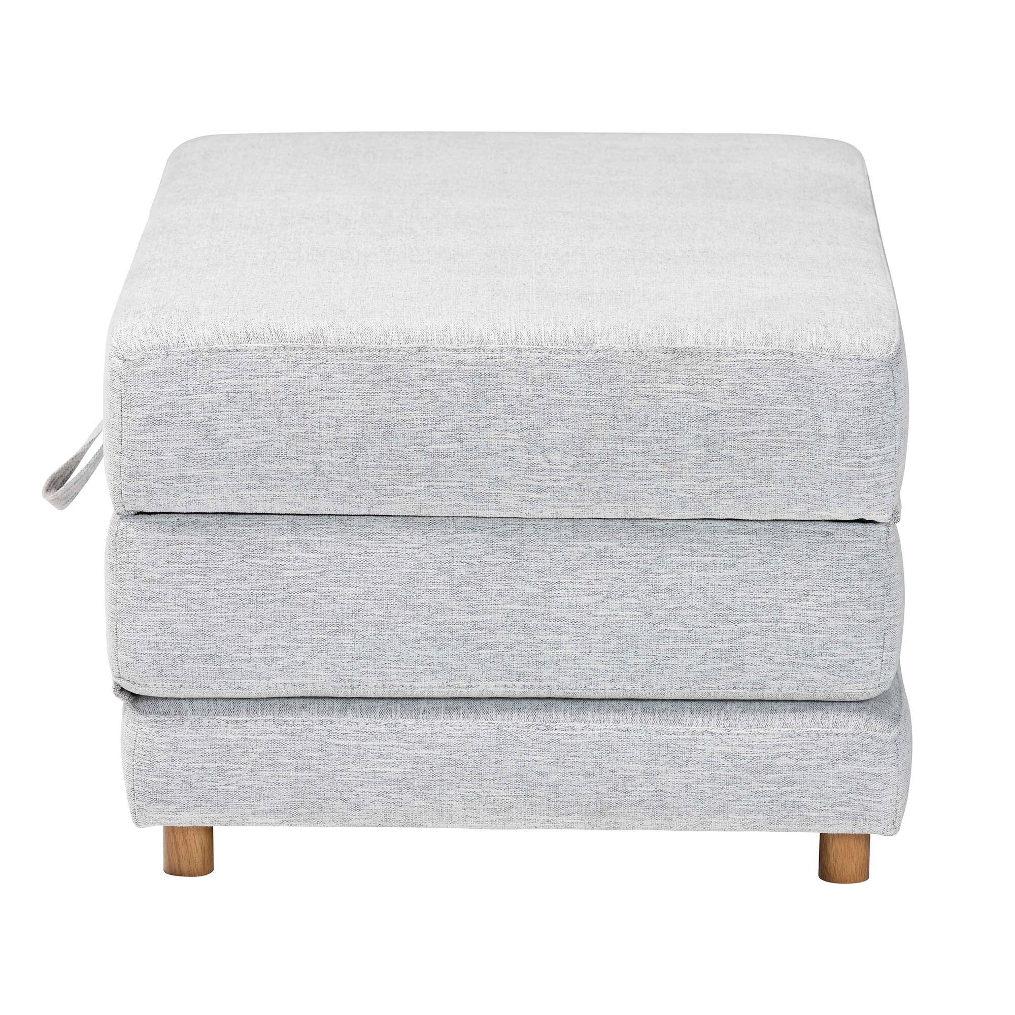 Left. Baxton Studio - Sabriel Modern Fabric Convertible Sleeper Ottoman - Light Grey/Oak Brown.