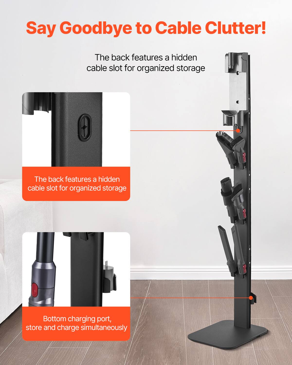 Say Goodbye to Cable Clutter!

The back features a hidden cable slot for organized storage

The back features a hidden cable slot for organized storage

Bottom charging port, store and charge simultaneously