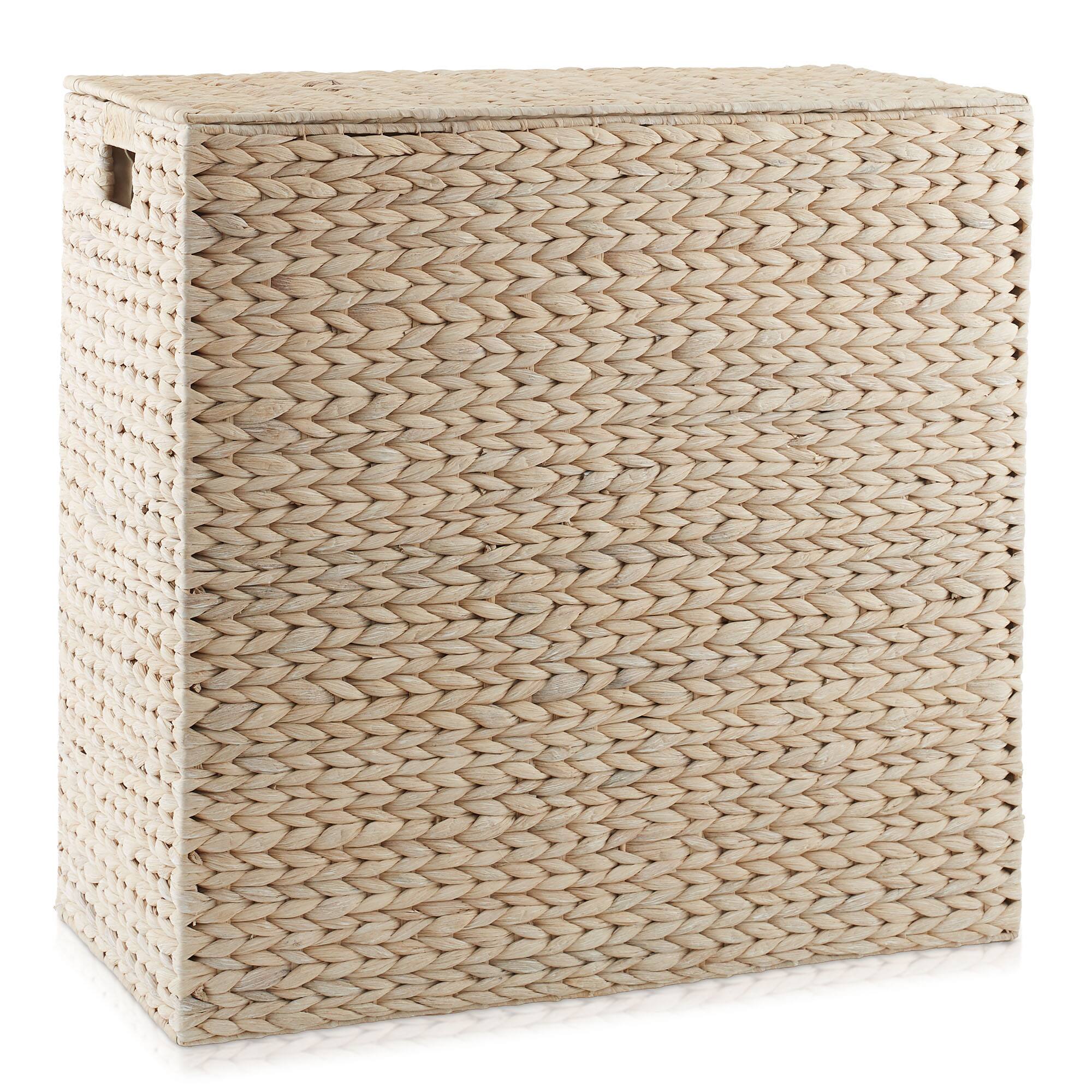 Alt View 3. Casafield - 2-Section Laundry Hamper Basket with Removable Liner Bags for Clothes - Whitewash.