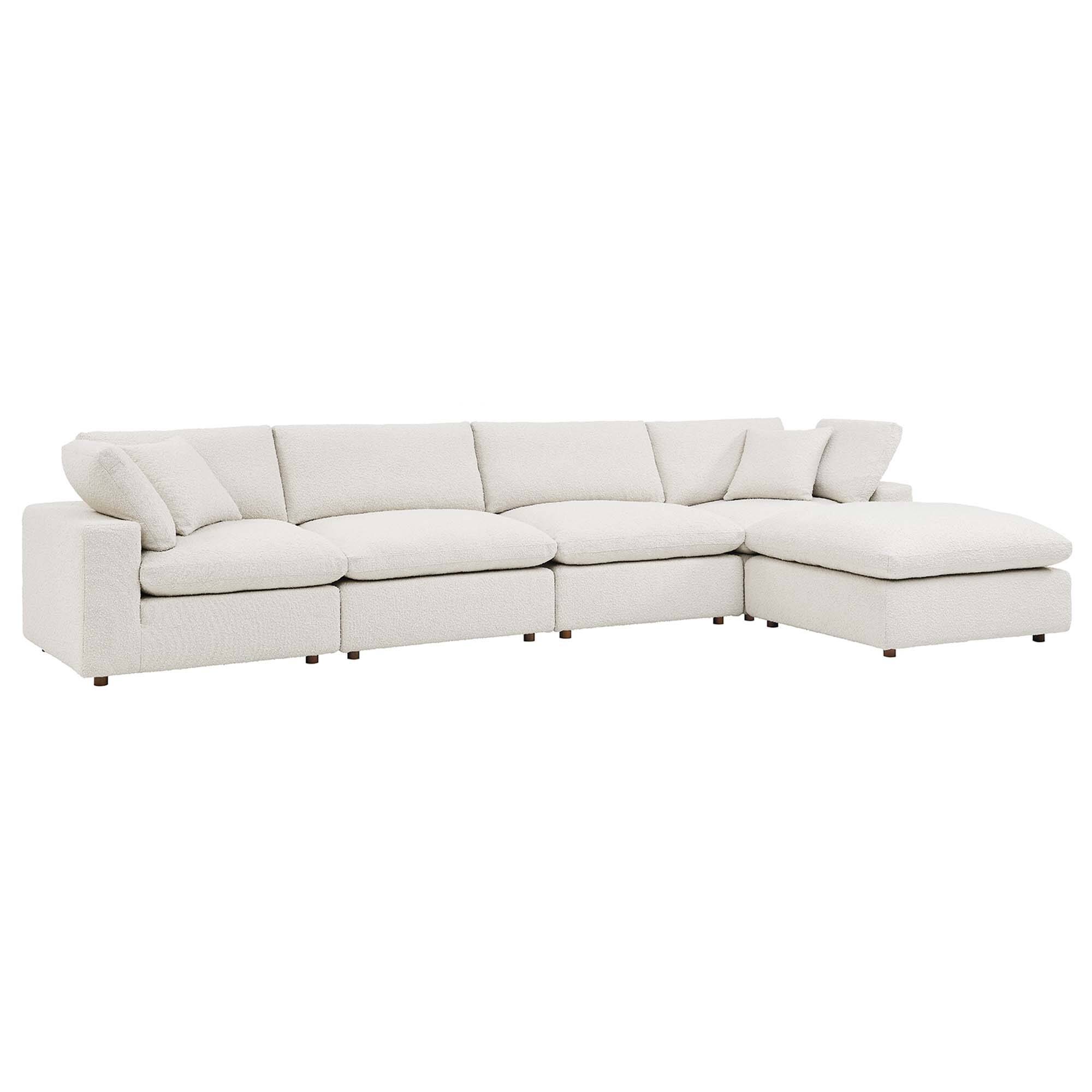 Commix 5-Piece Down Filled Overstuffed Boucle Fabric Sectional Sofa by Modway - White