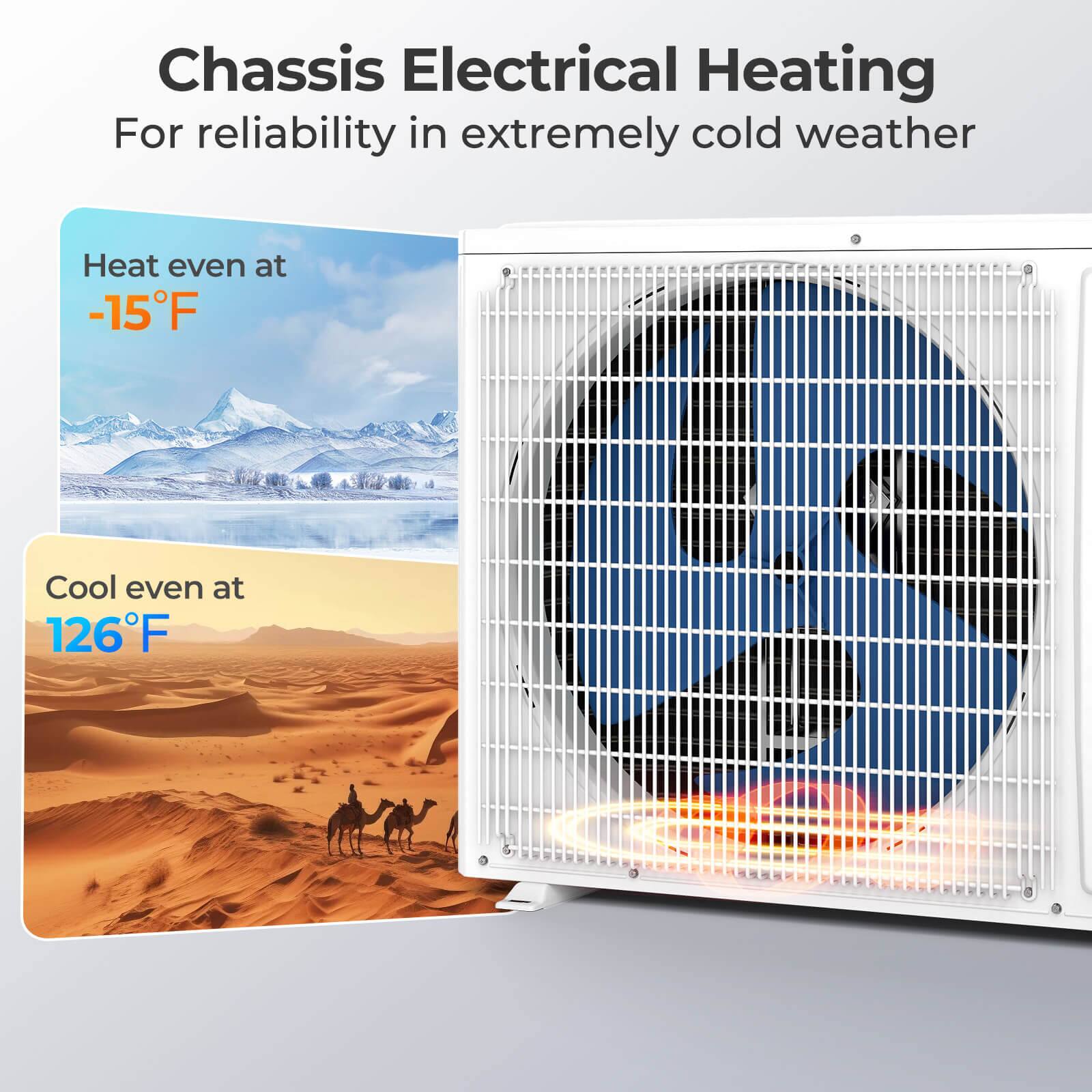 Chassis Electrical Heating, For reliability in extremely cold weather, Heat even at -15°F, Cool even at 126°F