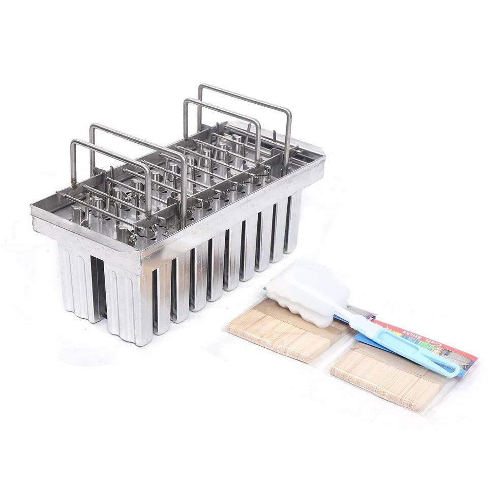 Alt View 4. Home Collection - 20PCS Stainless Steel Ice Cream Popsicle Mold Commercial Ice Lolly Maker Stick Holder - Silver.