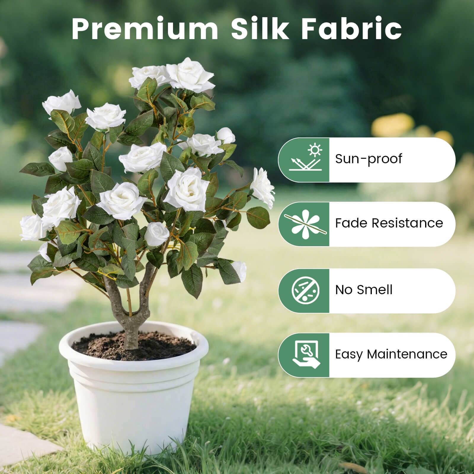 Premium Silk Fabric  
- Sun-proof  
- Fade Resistance  
- No Smell  
- Easy Maintenance