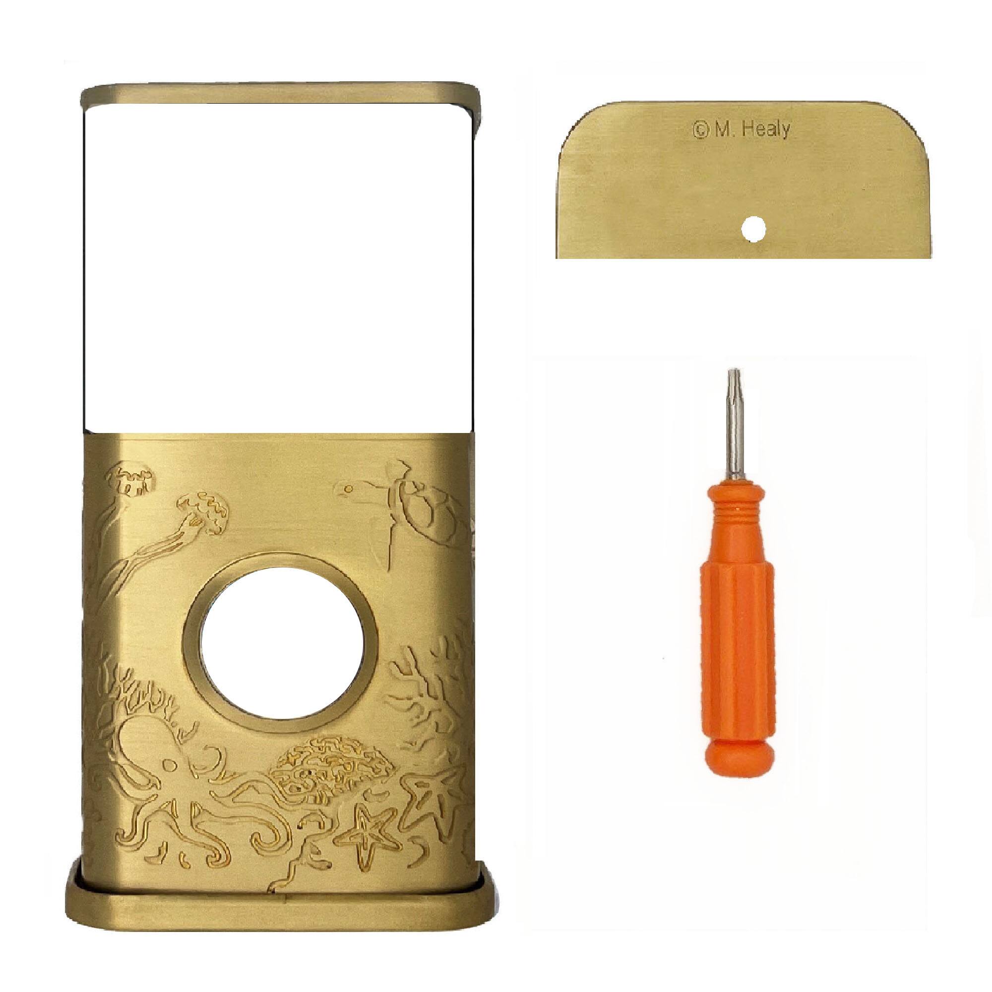 Back. Michael Healy - Coastal Video Doorbell Cover (Ring 3, 3 Plus, 4, Battery Plus and Battery Pro) - Satin Brass.