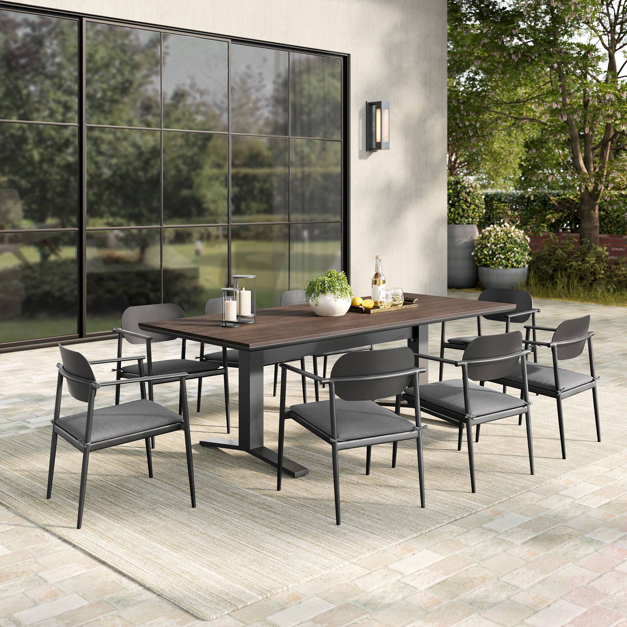 Alt View 5. Modway - Aeris 9-Piece Outdoor Patio Aluminum Dining Set - Charcoal.