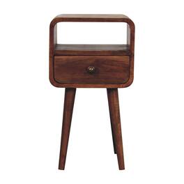 Artisan Furniture - Solid Wood Mini Honey Caramel Curved Bedside with Open Slot, 1 Drawer - Brown
