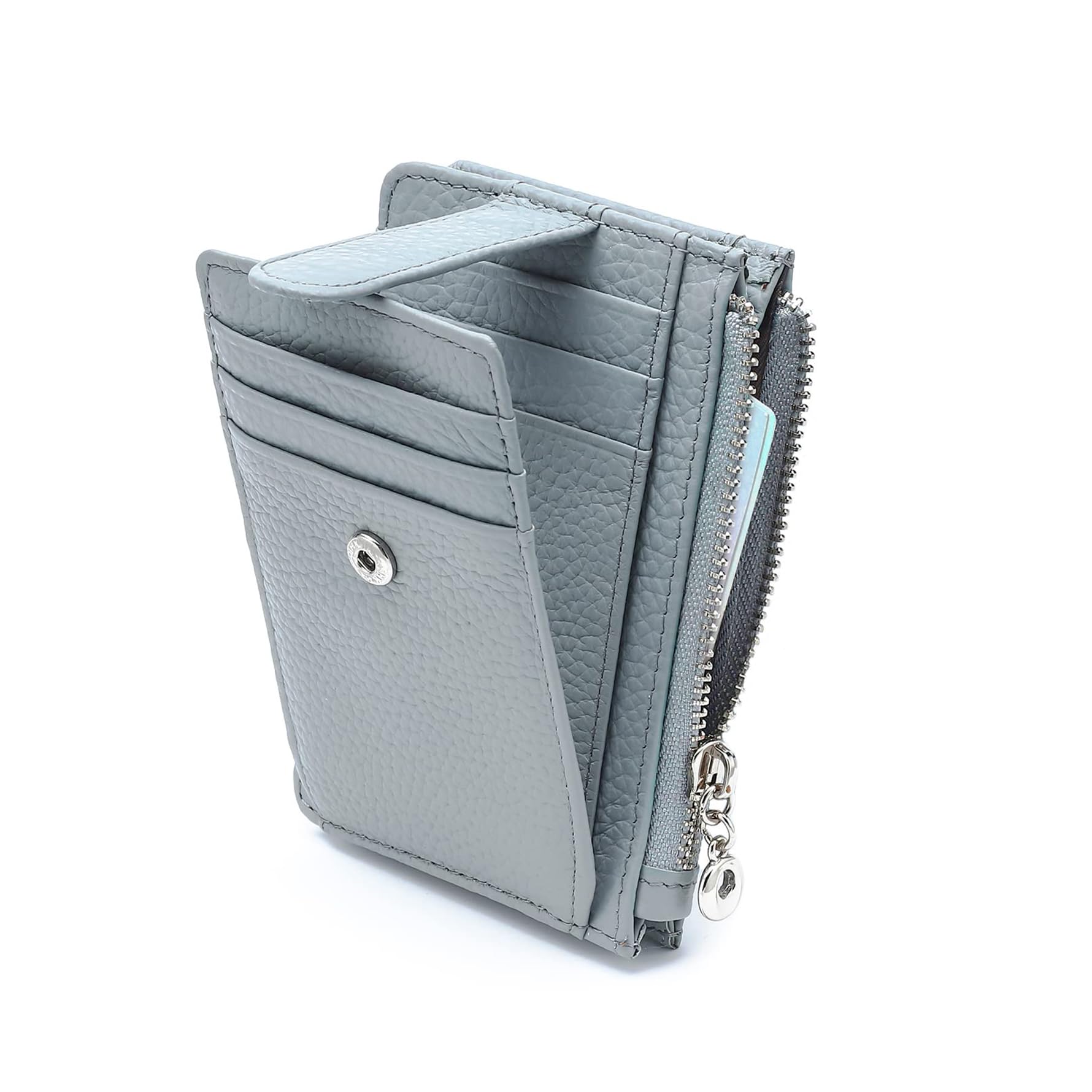 Front. Jadie Link - Slim Wallet Women Thin Womens Card Holder Rfid Blocking Genuine Leather Small Wallets Premium Material Hardware slim - C6-light blue.