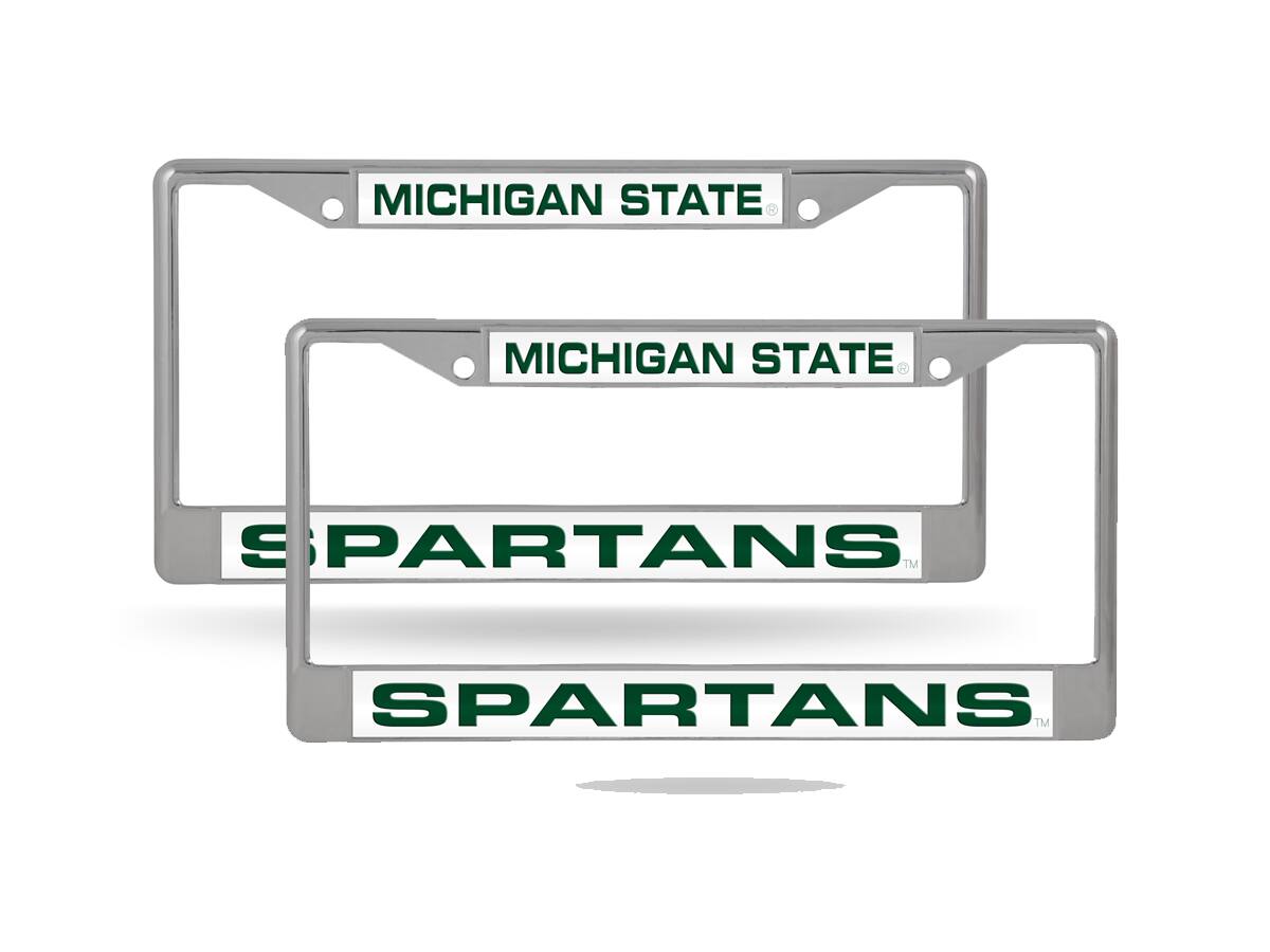 Michigan State Spartans Chrome Metal Laser Cut License Plate Frame - Set of 2 Frames