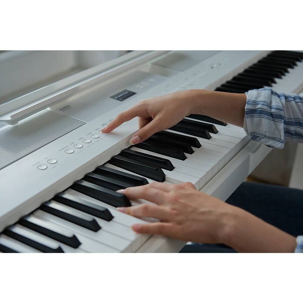 Back. Kawai Pianos - ES520 88-Key Digital Piano with Responsive Hammer Compact II Action | Built-in Bluetooth and Integrated Lesson Books - Snow White.