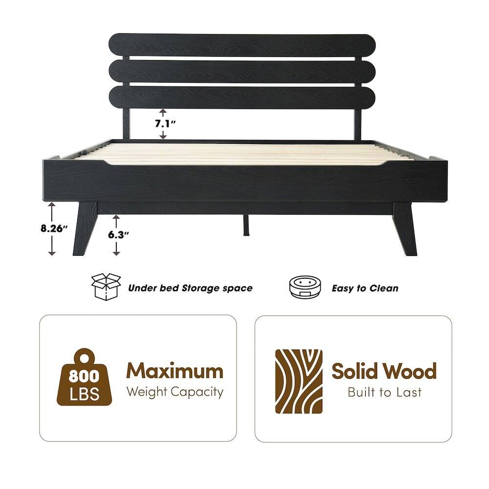 7.1" 8.26" 6.3" Under bed Storage space Easy to Clean 800 Maximum LBS Weight Capacity Solid Wood Built to Last