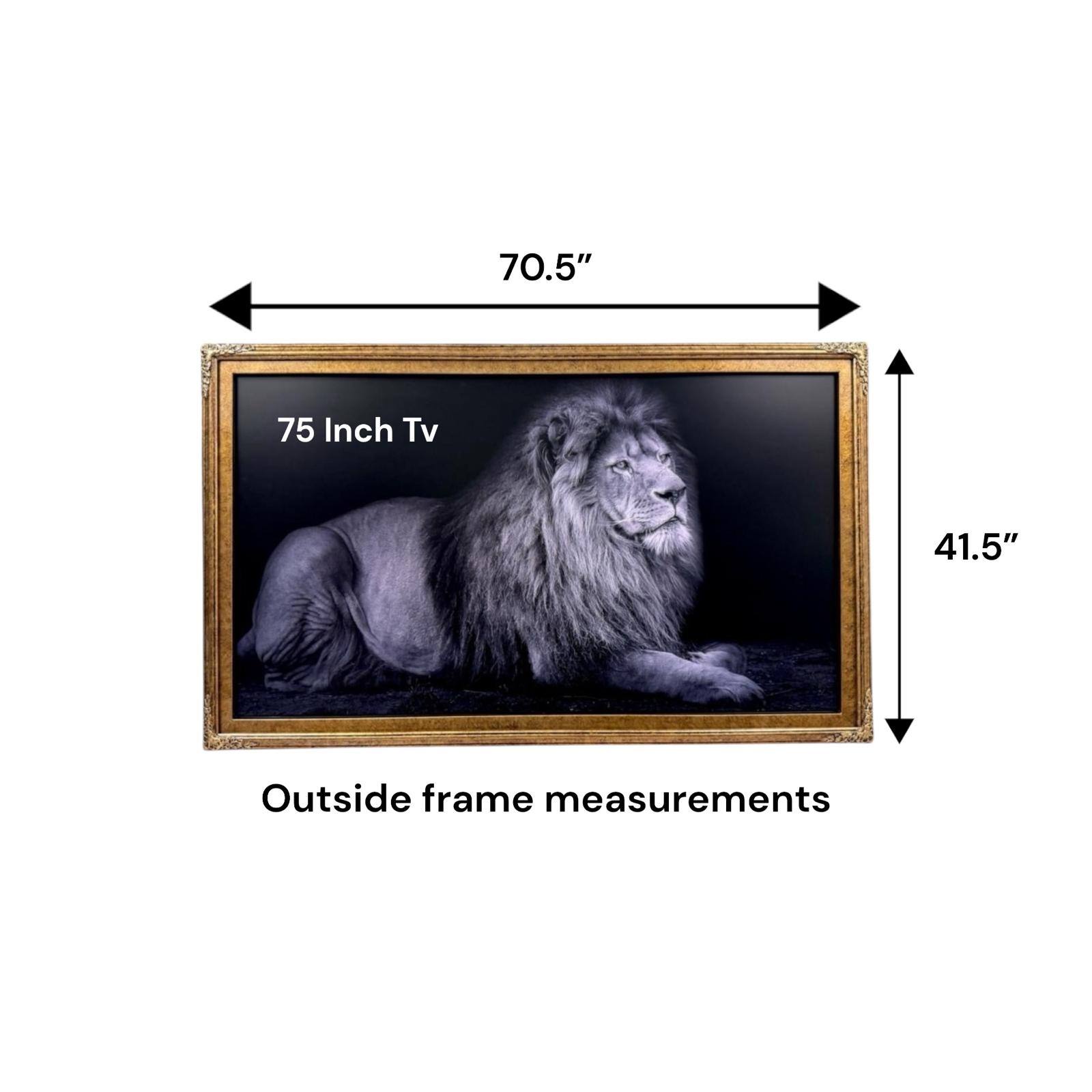 70.5" x 41.5" Outside frame measurements for a 75 Inch TV