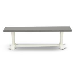 East West Furniture - V-Style Mid Century Modern Dining Bench with Solid Wood Seat - Brown