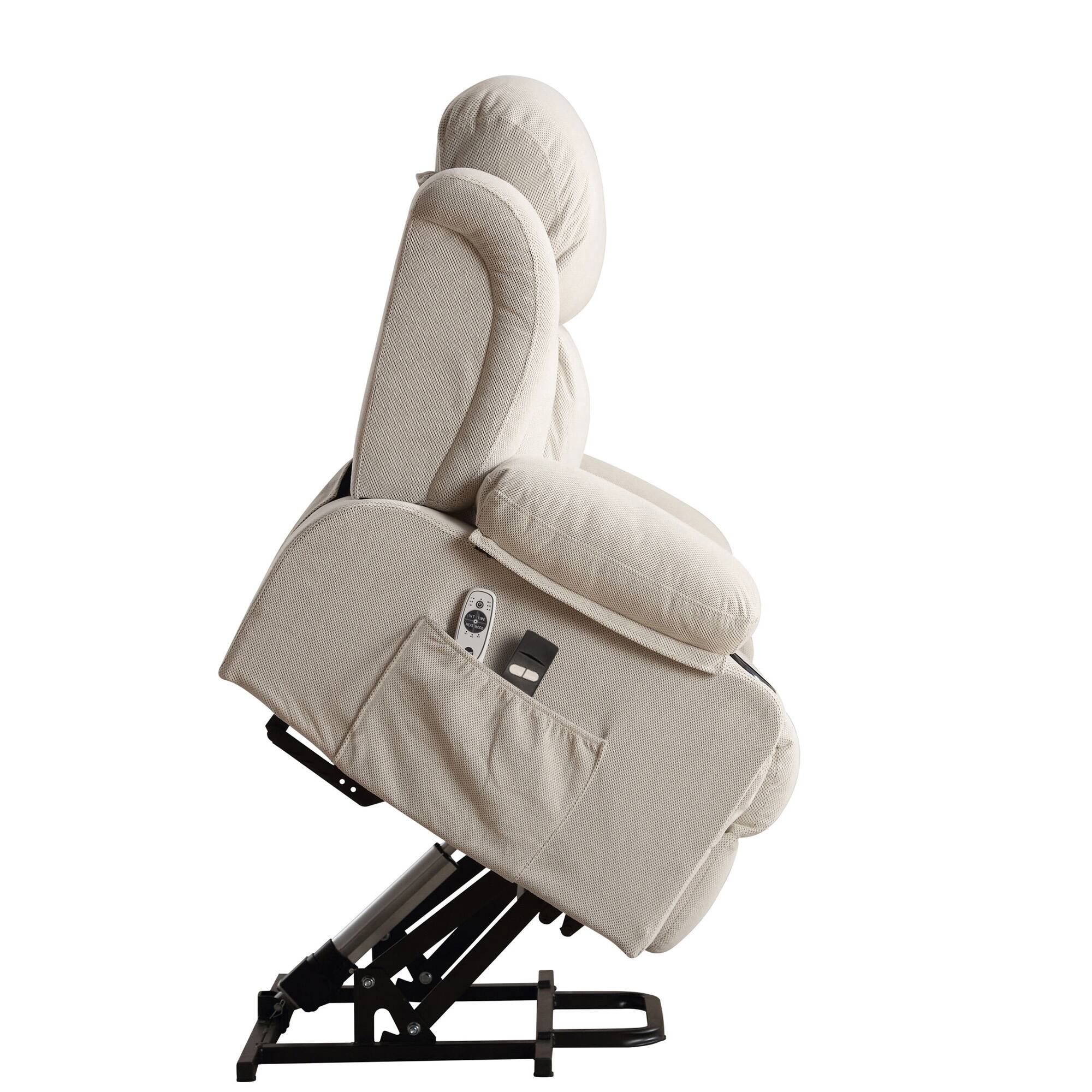 Alt View 6. GOODSILO - Power Lift Recliner Chair with Heat & Massage, Electric Fabric Recliner for Elderly with USB Port & Remote - Beige.
