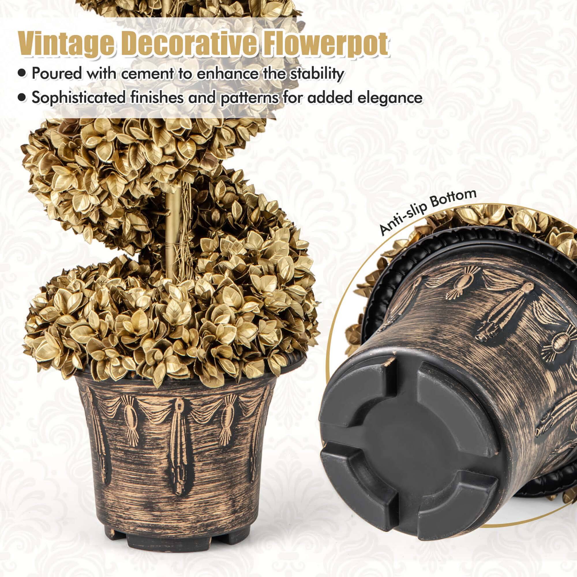 Vintage Decorative Flowerpot

- Poured with cement to enhance stability
- Sophisticated finishes and patterns for added elegance
- Anti-slip bottom