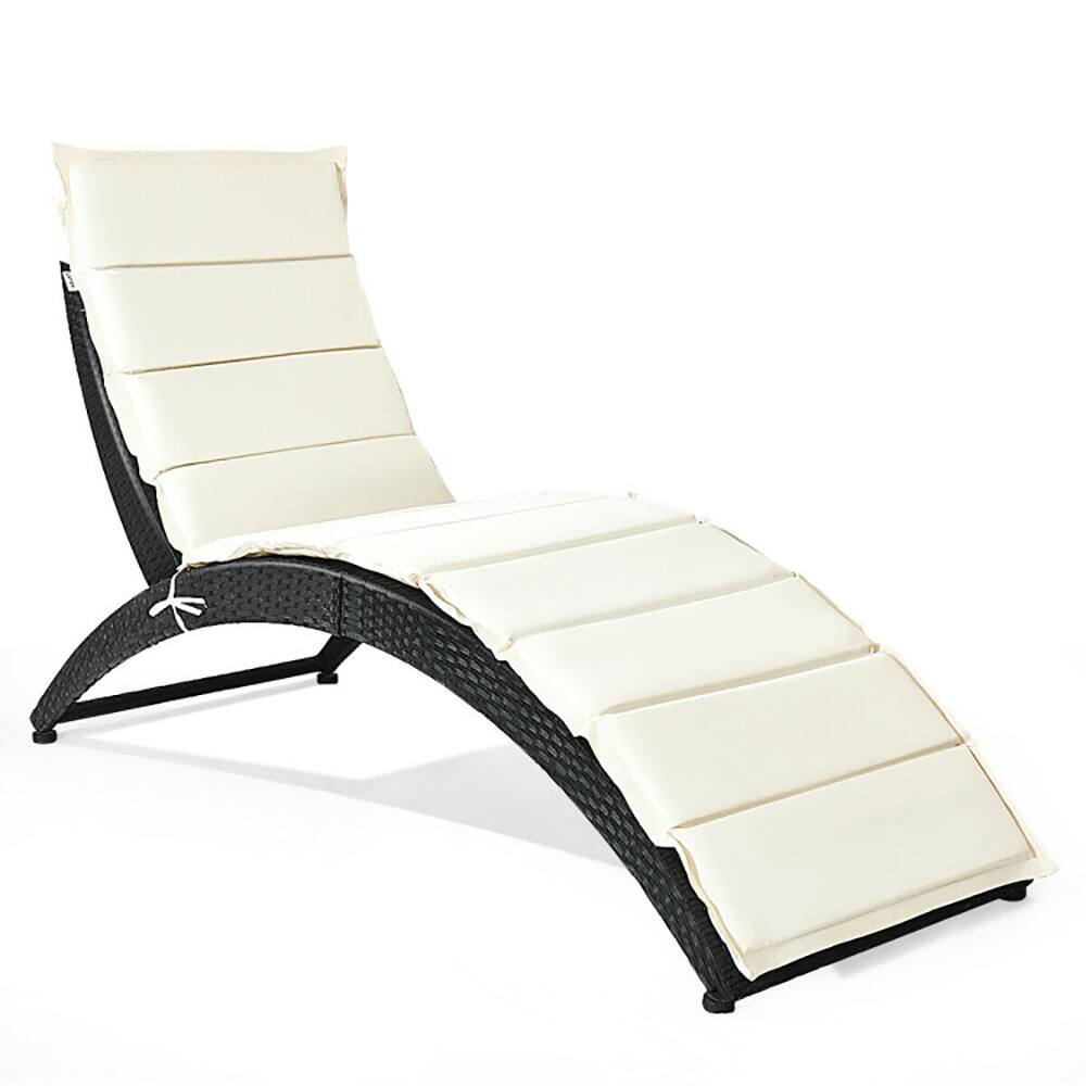 Angle. Pefilos - Patio Lounge Chair, Patio Rattan Lounge Chair Back Adjustable Chaise Recliner with Cushioned, White Set - White.