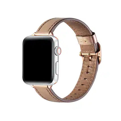 Front. Posh Tech - Carmen Skinny Leather Band for Apple Watch - Rose Gold.