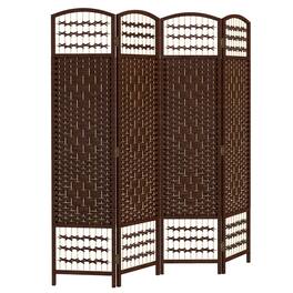 Homcom - Panel Folding Room Divider Portable Privacy Screen Wave Fiber Room Partition for Home Office - Brown