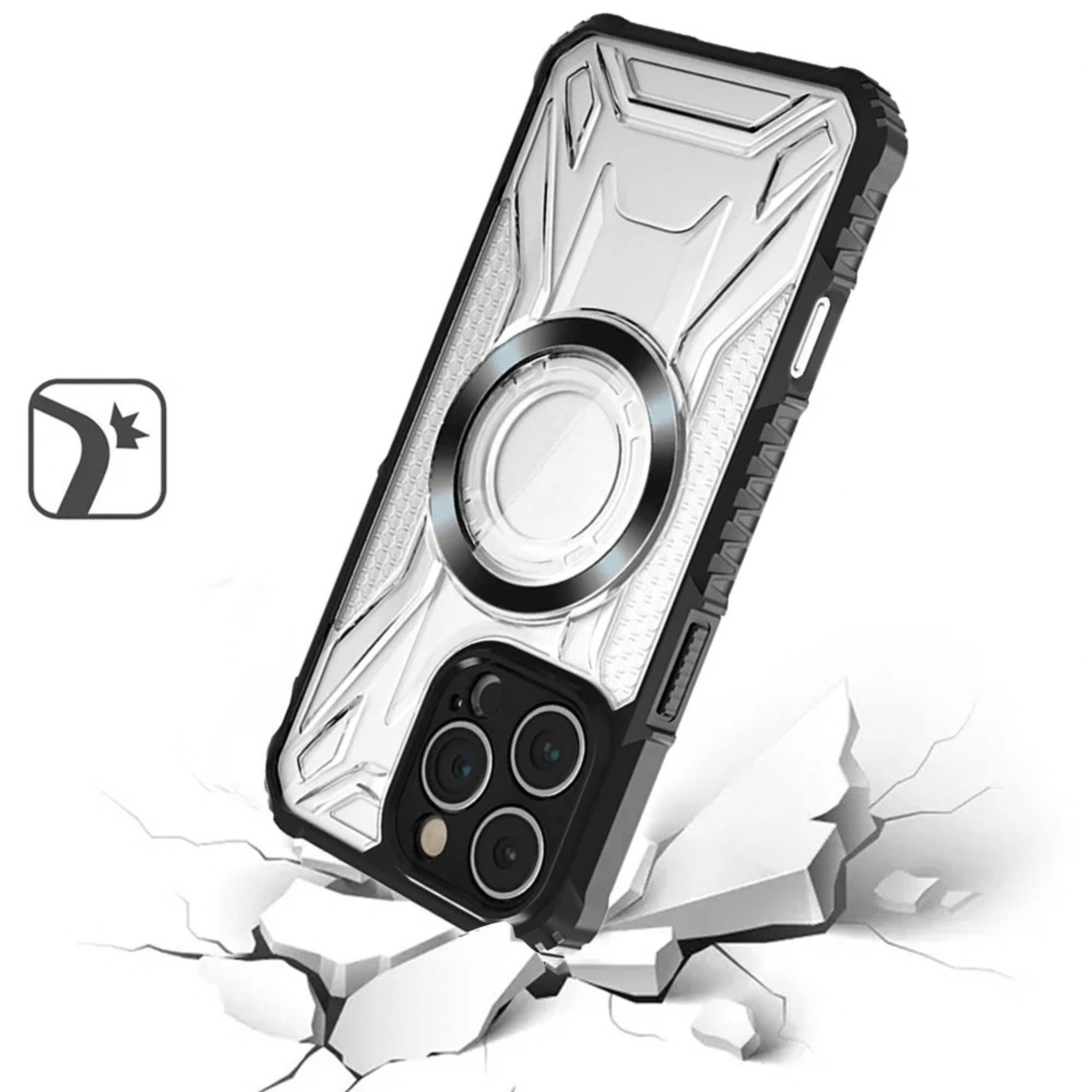 Angle. Kitcheniva - Magnetic Circle Shock Absorbent Side Grip Phone Case With Tempered Glass For iPhone 16 Pro 6.3 Inch Purple - Purple.