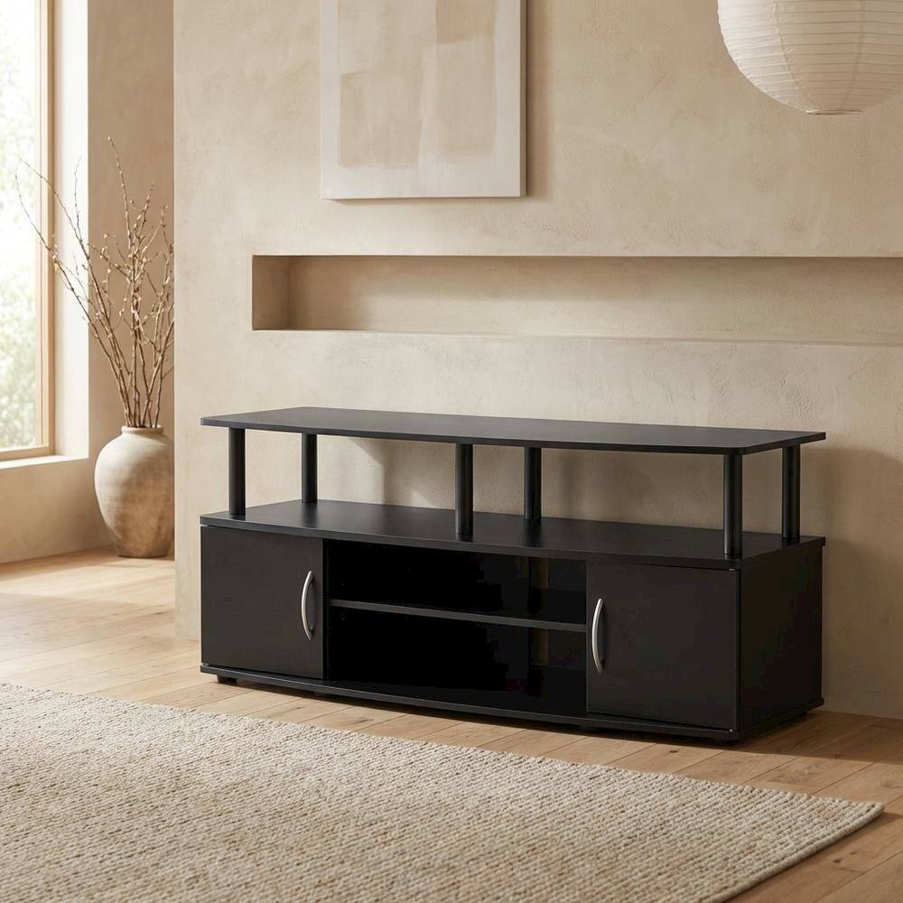 Left. FurniFact - Contemporary Large Entertainment Center for Up to 50-In TV with Storage - Black.