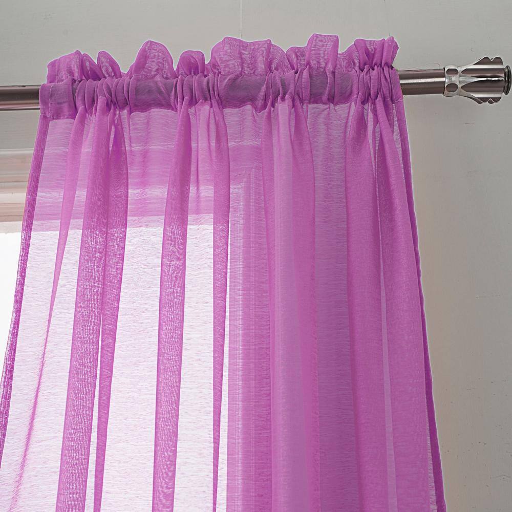 Alt View 4. Olivia Gray - Olivia Gray Celine Elegant Sheer Curtain Panel - 55 x 90 inches - Perfect for Any Room - Purple.
