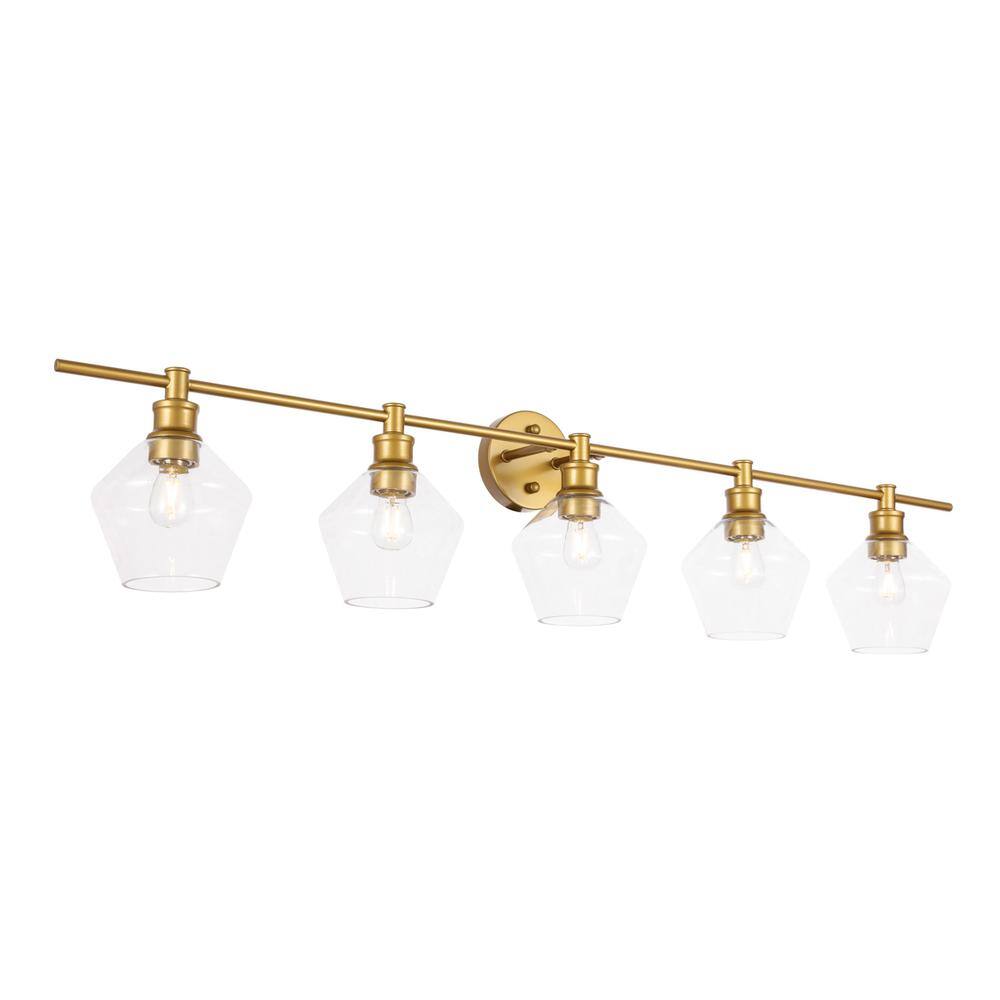 Angle. Living District - Gene 5 light Brass and Clear glass Wall sconce - Brass And Clear Glass.