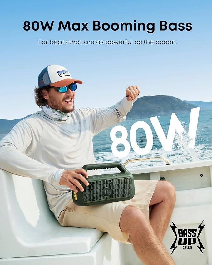 80W Max Booming Bass  
For beats that are as powerful as the ocean.  
80W  
BASS UP 2.0