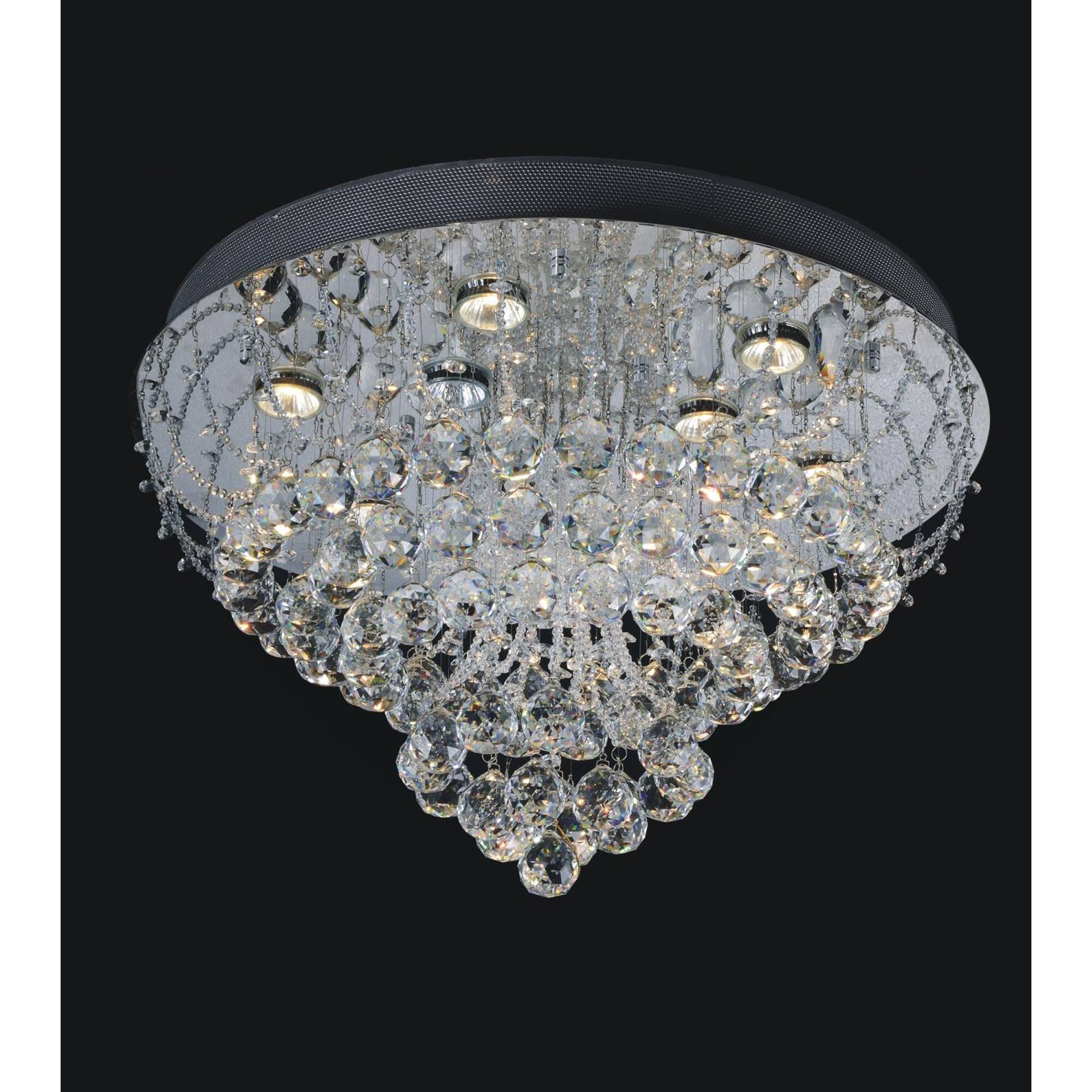 Angle. CWI Lighting - Fountain 9 Light Flush Mount With Chrome Finish - Chrome.
