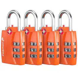 Fosmon - 4 Pack TSA Locks for Luggage, Padlock Combination Lock Easy to Set TSA Luggage Locks TSA Approved - Orange