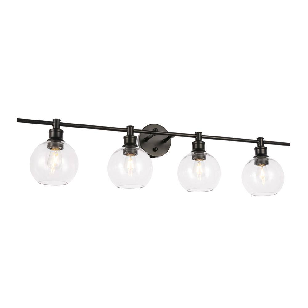 Left. Living District - Collier 4 light Black and Clear glass Wall sconce - Black And Clear Glass.