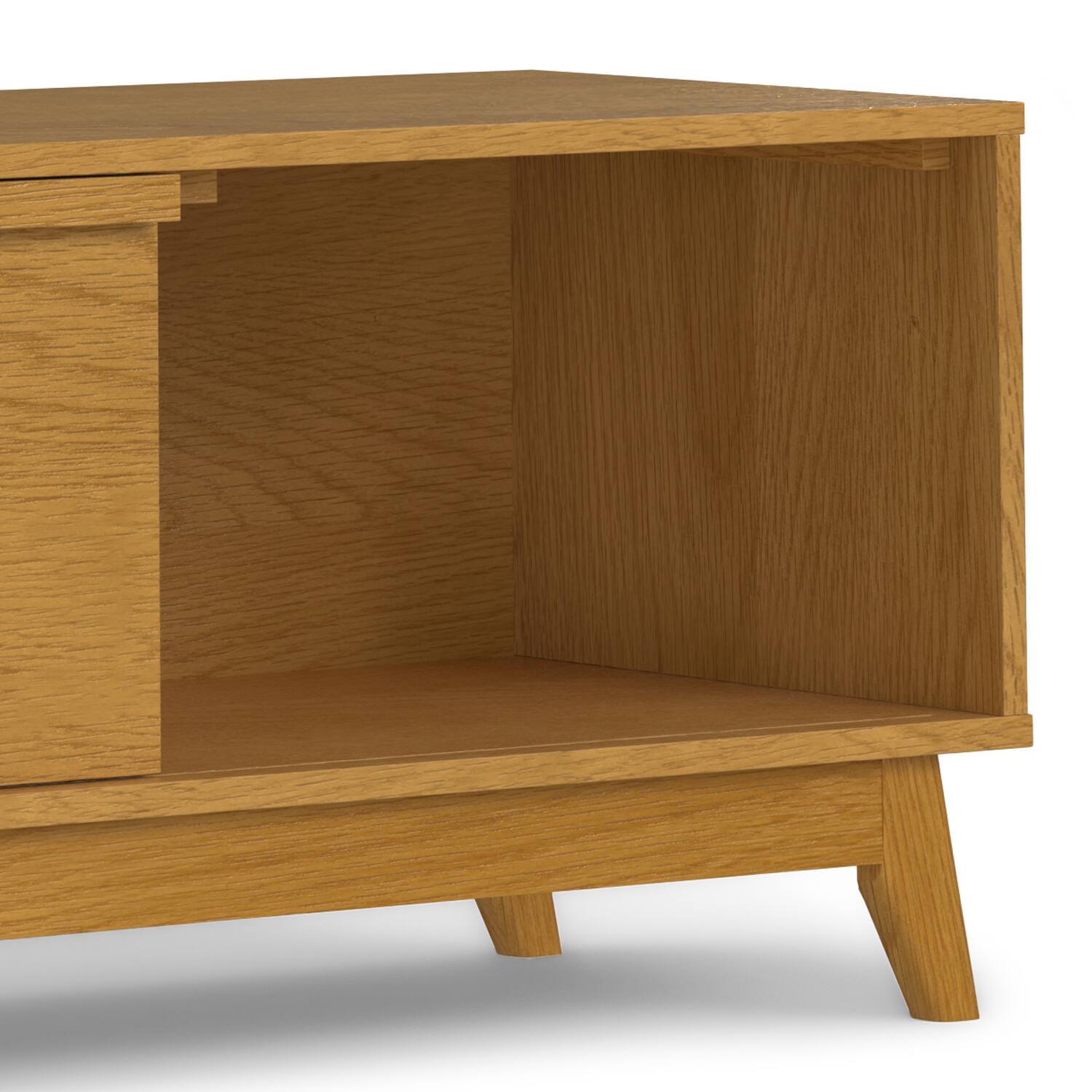 Alt View 6. Simpli Home - Lennon Mid Century Modern TV Media Stand - Oak Veneer.