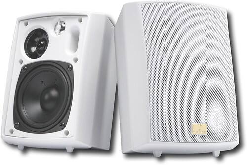 Front Standard. Musica - 80W 3-Way Indoor/Outdoor Speakers (Pair) - White.