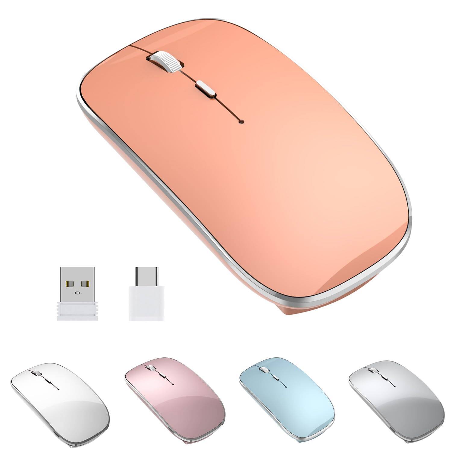 Cozy Serene - Wireless Mouse Rechargeable Silent USB Type-C Dual Mode Black Portable Usb-a And - Wireless - Orange