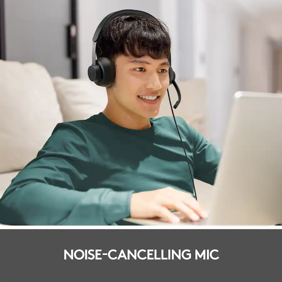 Logitech Zone 750 Wired Active Noise Canceling On Ear Headset Black 981 ...