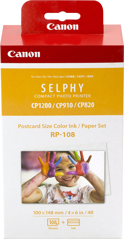 RP-108 Photo Papers 100*148mm(6 inch) sheets and 2 Ink Cartridge for Canon  Selphy Photo Printer CP800 CP910 CP1200 CP1300