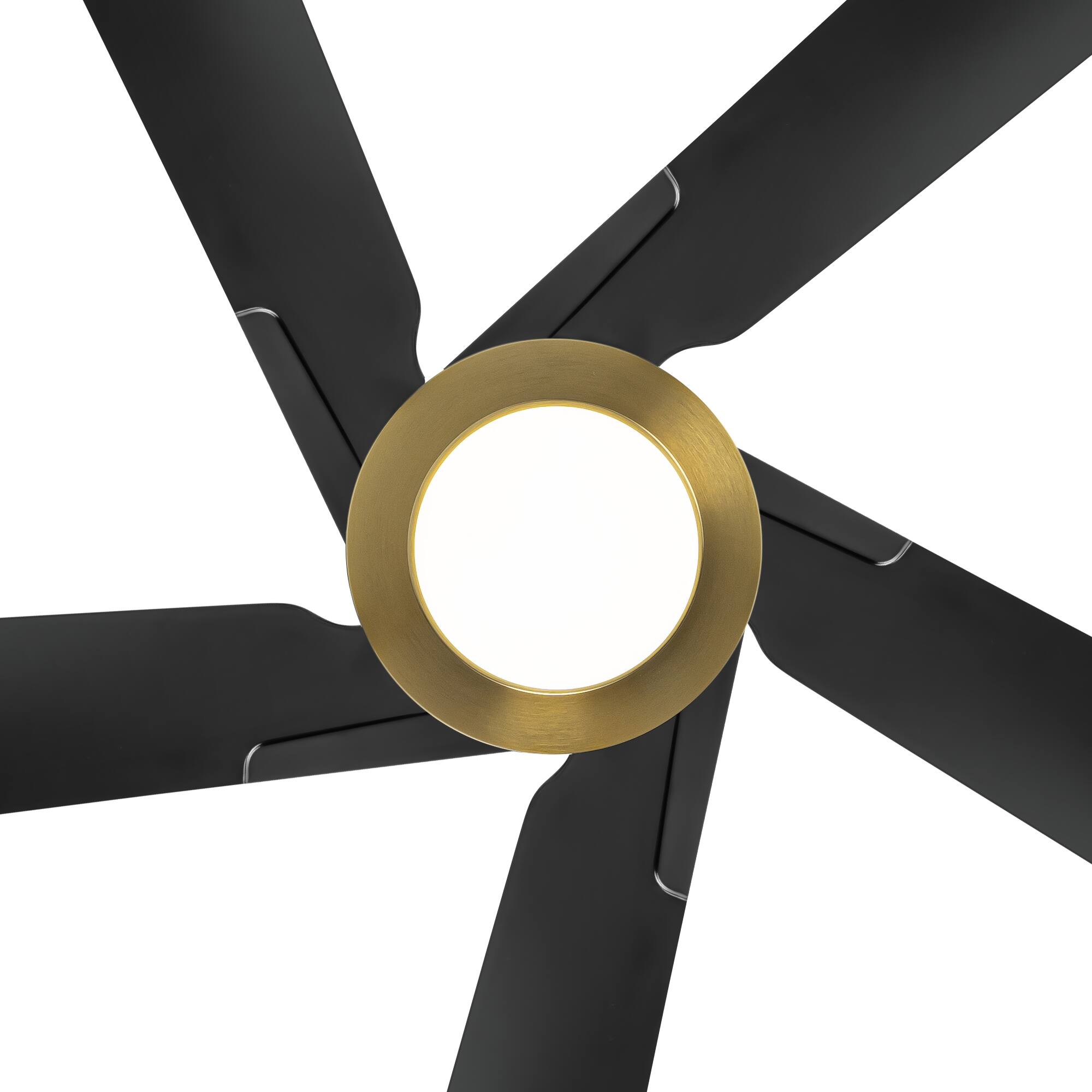 Alt View 8. Breezary - 60-Inch Indoor Ceiling Fan with 5 ABS Blades, 3-Color Light, 6-Speed DC Motor, Remote, Timer & Memory, 6"/12" Downrods - Gold and Black.