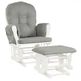 Gymax - Baby Nursery Relax Rocker Rocking Chair Glider & Ottoman Set w/ Cushion Light Grey - Light Gray