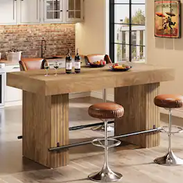 Tribesigns - 62.2 Inch Bar Table, Counter Height Table, High Top Dining Table - Oak Wood