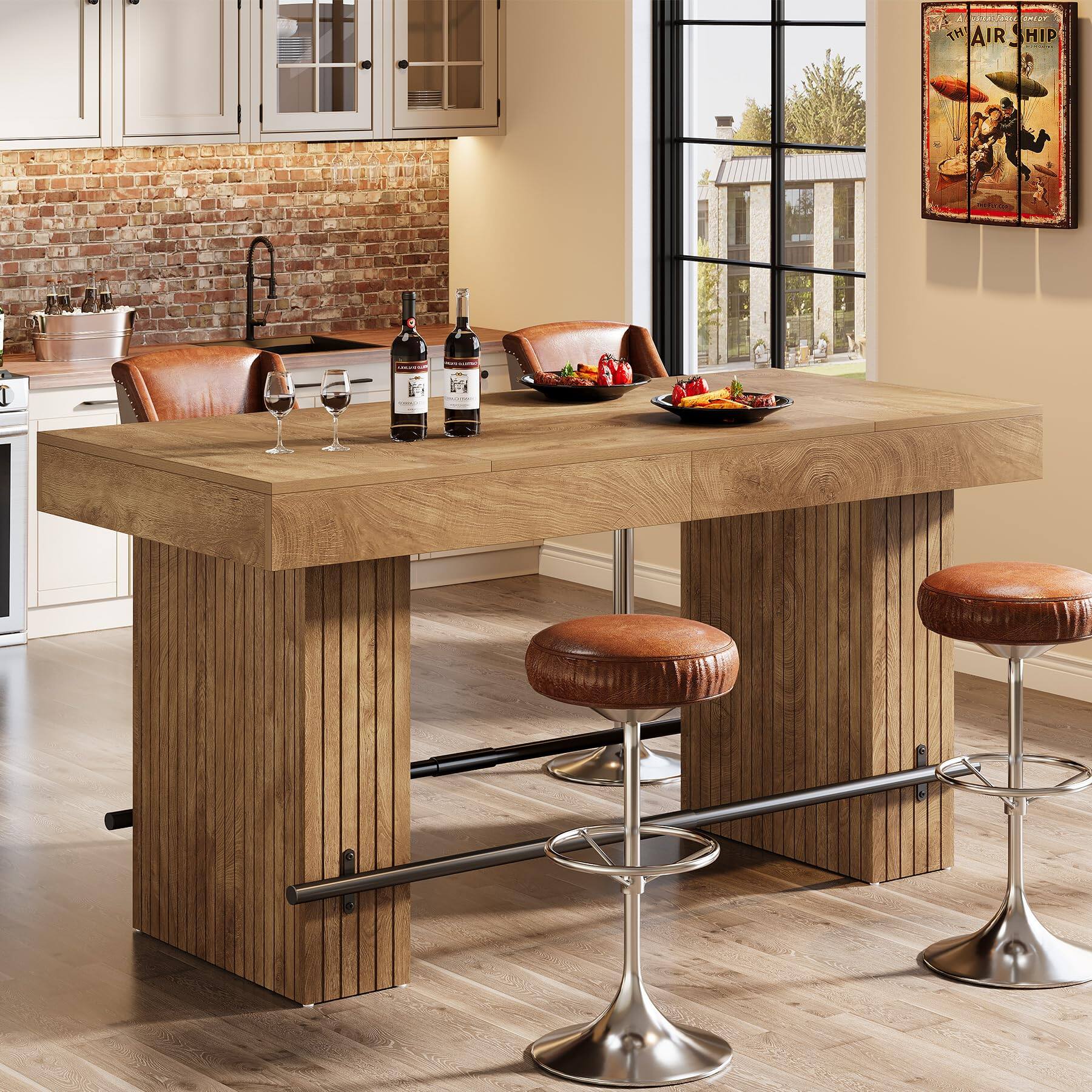 Tribesigns 62.2 Inch Bar Table, Counter Height Table, High Top Dining ...