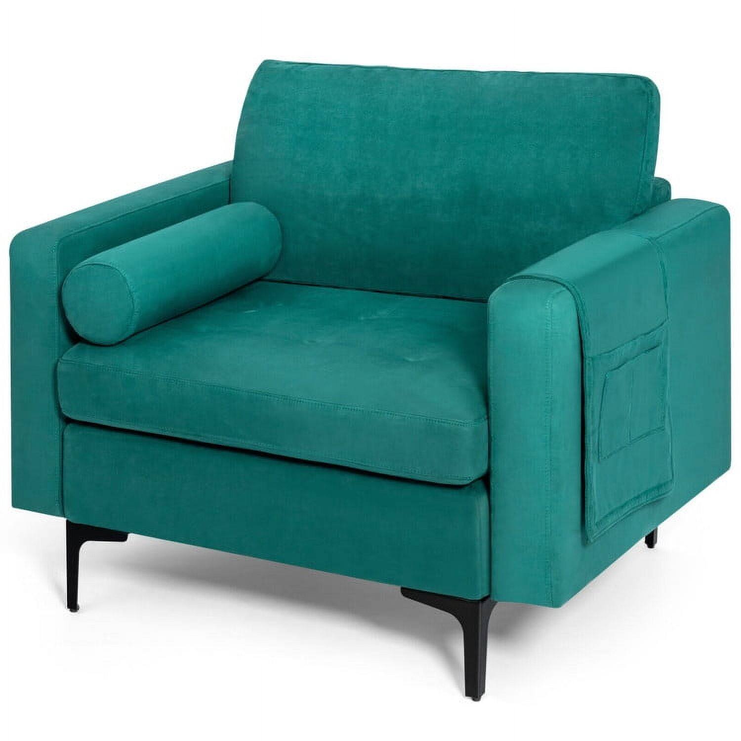 Back. Kadyn - Modular 1/2/3/4-Seat L-Shaped Sectional Sofa Couch with Socket USB Port-1-Seat, Mid-Century Upholstered Living Room sofa - Green.