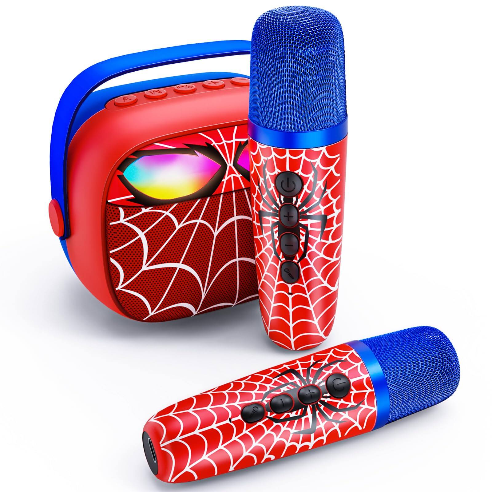 Cedar Assembly - Mini Karaoke Machine For 5 Voice Effects - Portable With 2 Wireless Mics Led Lights Ages 3-12 Birthday Gi - Default