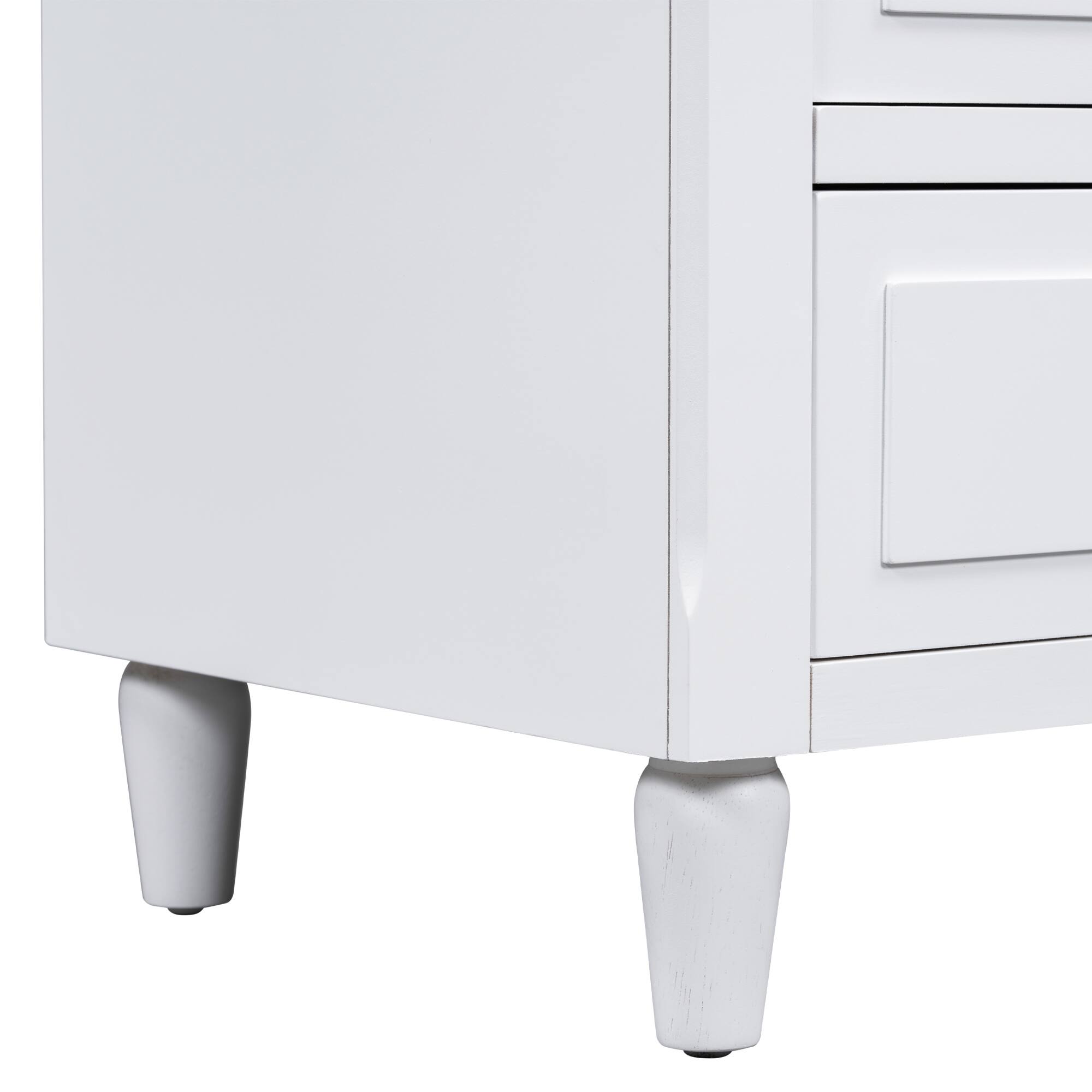 Alt View 7. Spaco - Spaco Modern Nightstand with 3 Drawers, Smooth Gliding Rails, Metal Handle, Rubber Legs for Bedroom and Living Room - White.