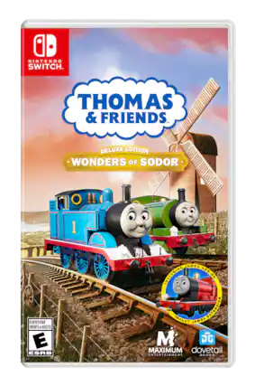 NINTENDO SWITCH
THOMAS & FRIENDS
DELUXE EDITION
WONDERS OF SODOR
1
EVERYONE
ENFANTS et ADULTES
E
ESRB
INCLUDING ADD-ON
INCLUT EXTENSION
JAMES
M
MAXIMUM ENTERTAINMENT
JG
dovetail GAMES - E (Everyone)