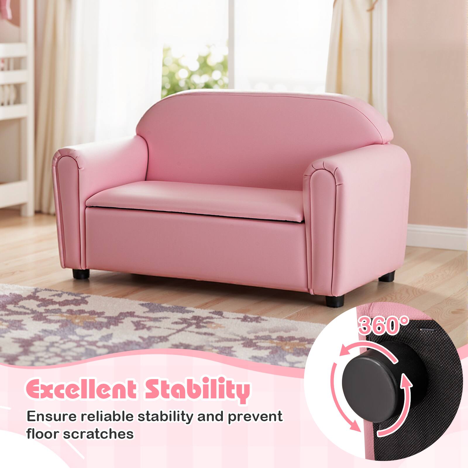360° Excellent Stability  
Ensure reliable stability and prevent floor scratches